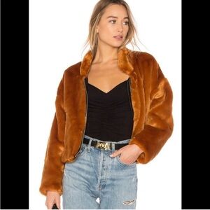 Free People Teddy Jacket - Warm brown orange XS